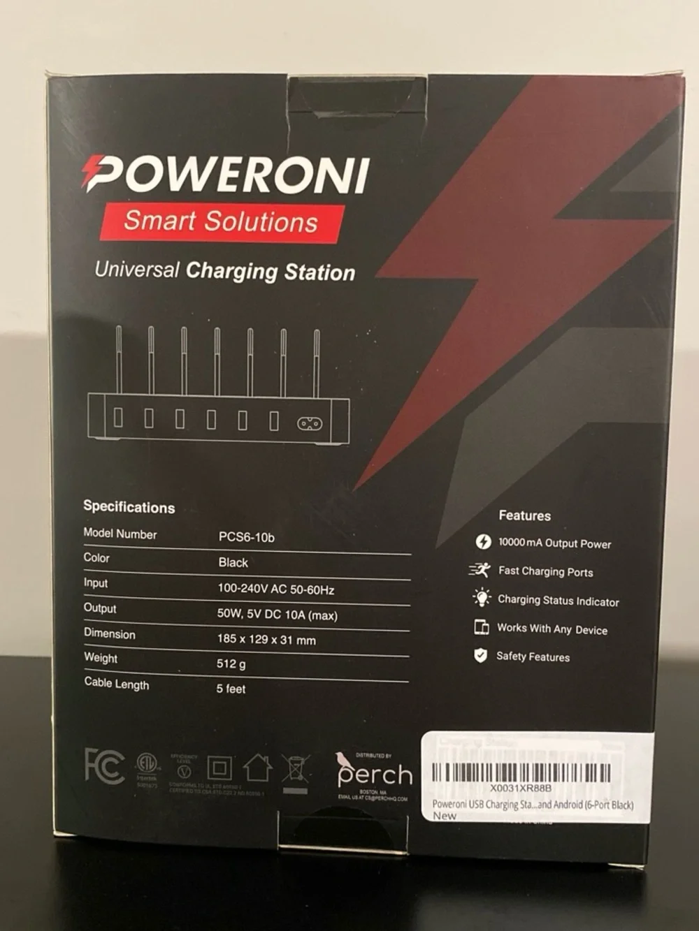 Black Universal Charging Station - 6-Port Multi-Device Charger